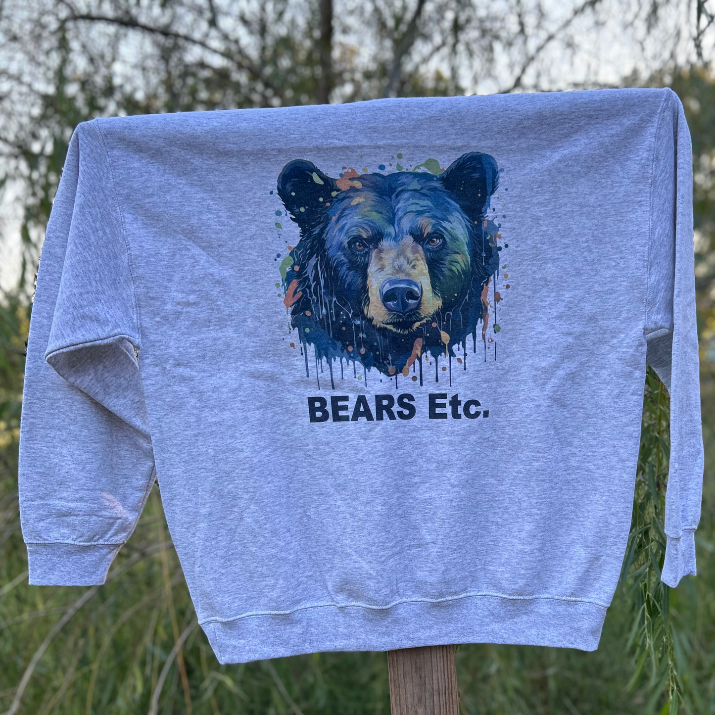Watercolor Bear XL Ash Sweatshirt
